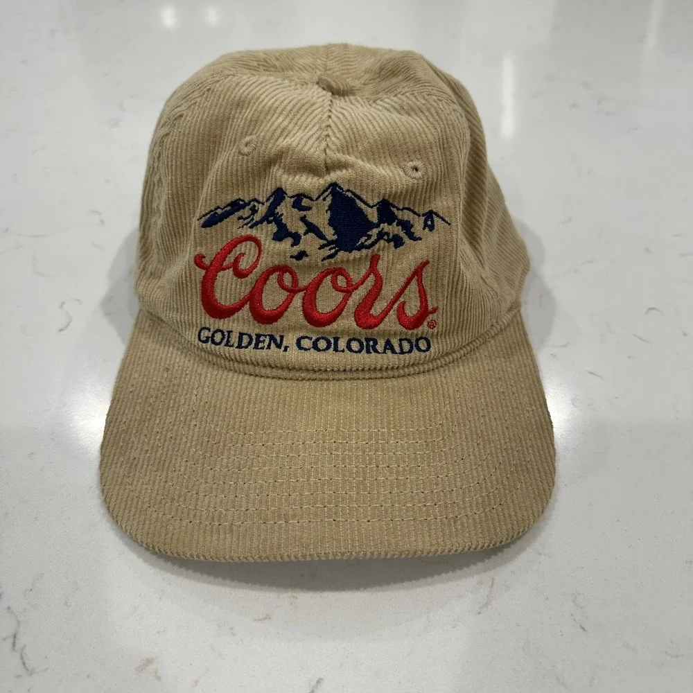 Coors Colorado Corduroy Hat Cap Vintage Look Brown Red Mountain Trucker Snapback